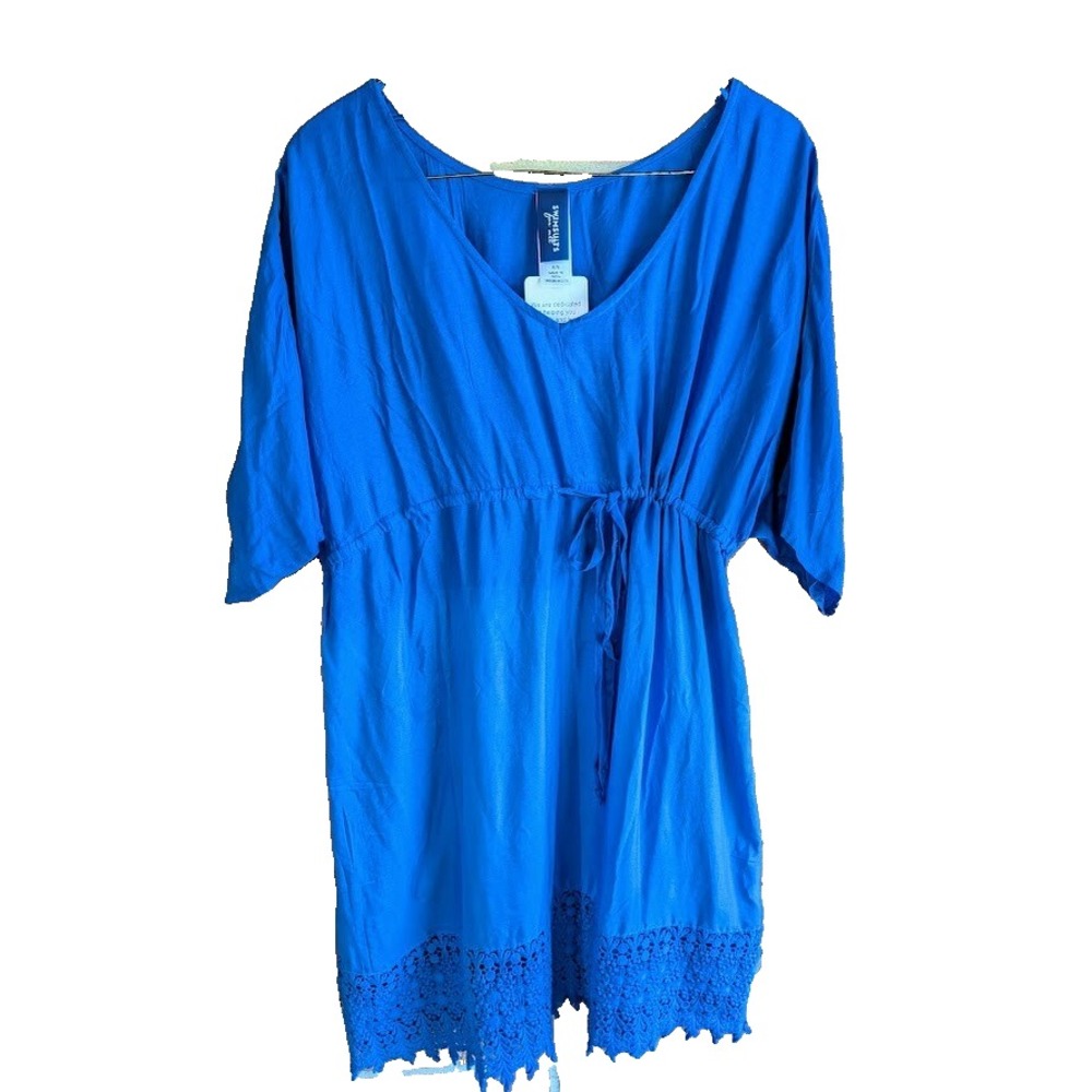 Swimsuits for All Women 6-8 Swim Cover Up Lace Trim Flowing Drawstring Beach New